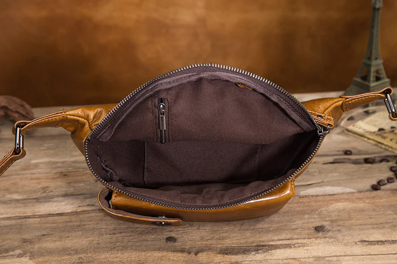 Brown Hide Vintage Brown Leather Unisex Fanny Packs Hip Pack Waist Bag