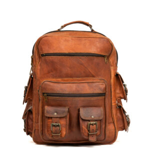Brown Hide - Unisex Backpack Travel Hiking Outdoor Backpack Genuine Leather Daypacks for 16inch Laptop Student Backpack for School
