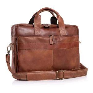 Brown Hide Leather Briefcases 16 inch Laptop Messenger Bags for Unisex