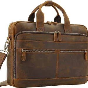 Leather Briefcases 16 inch Laptop Messenger Bags for Unisex